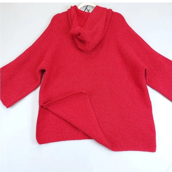 Old Navy Chunky Hooded Tunic Sweater Pull Over Women XL Red bell sleeve - Picture 5 of 15